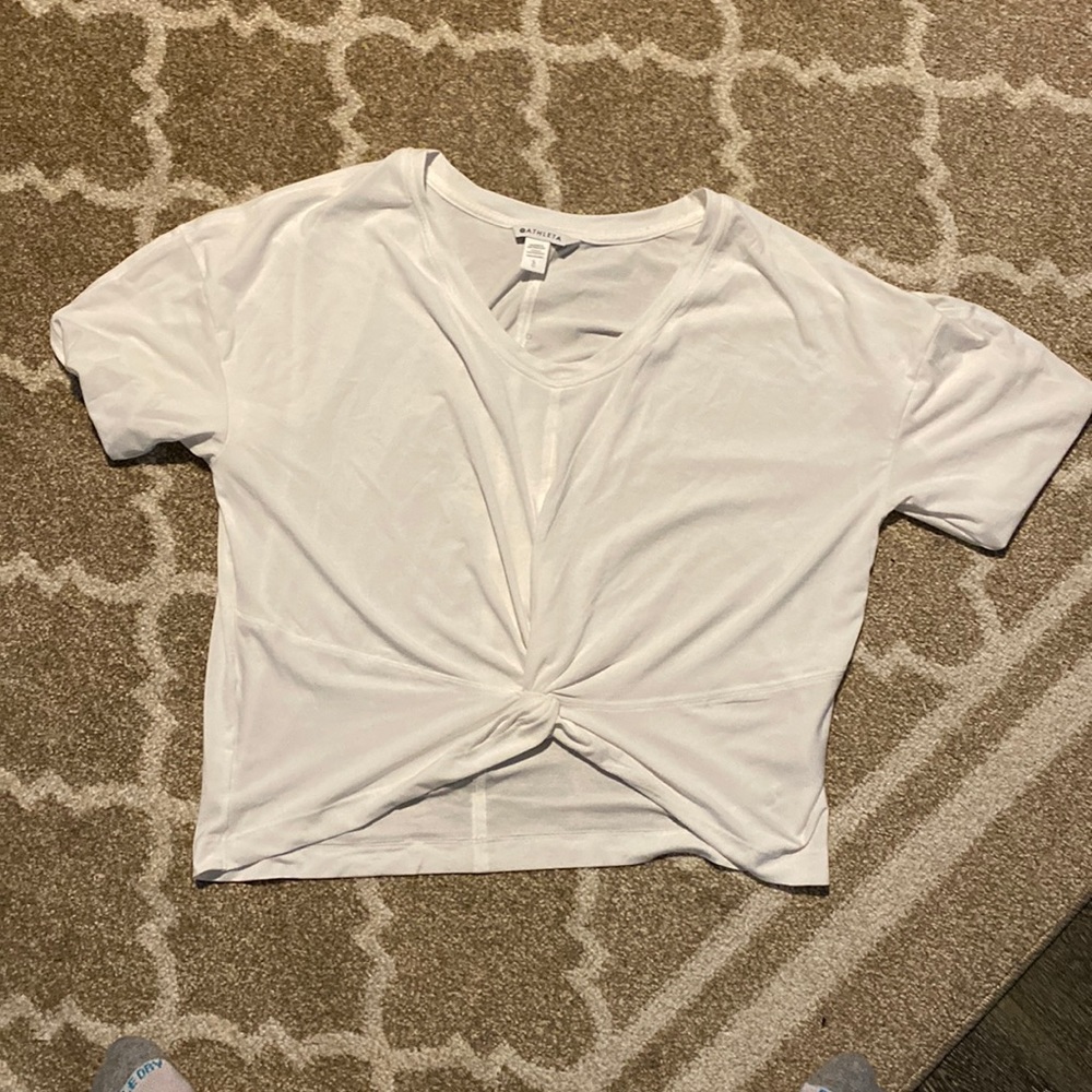 Athleta white cropped shirt size L